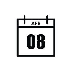calender icon, 08 april icon with white background