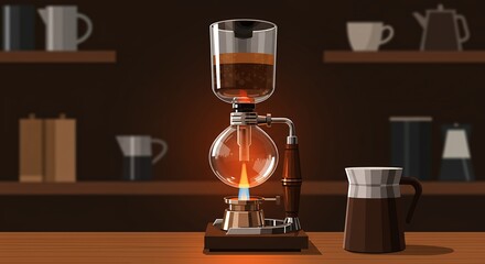Brewing Coffee A Detailed Illustration of a Siphon Coffee Maker