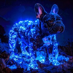 French Bulldog in bioluminescent effect