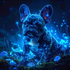 French Bulldog in bioluminescent effect