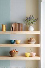 Minimalist Decor on Wooden Shelves
