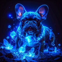 French Bulldog in bioluminescent effect