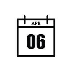 calender icon, 06 april icon with white background