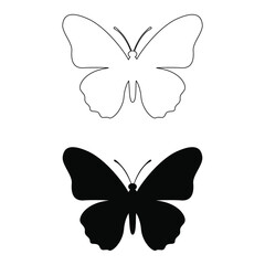 Black Butterfly Silhouette Vector | Insect Clipart Isolated Design