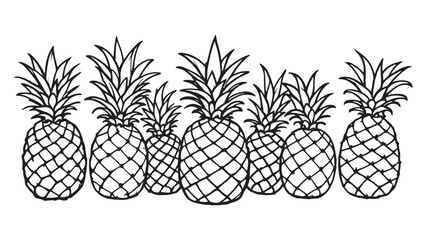 Fototapeta premium Pineapple line art drawing focused on clean minimal fruit details