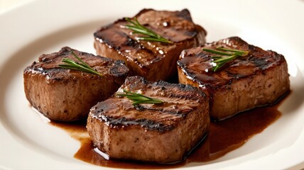 Fine Dining Grilled Lamb Chops with Rosemary and Brown Sauce