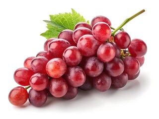 Fototapeta premium Isolated cluster of premium Ruby Roman grapes on white background, high detail, natural lighting, perfect for packaging and advertising