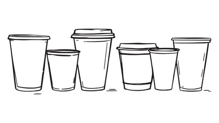 Plastic Cup line art sketch featuring lightweight disposable container concept