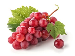Fototapeta premium Isolated cluster of premium Ruby Roman grapes on white background, high detail, natural lighting, perfect for packaging and advertising