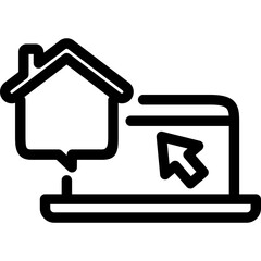 Remote Work Line Icons . Freelancer Work from Home, Video Call, Online Meeting, Teleconference Vector Set