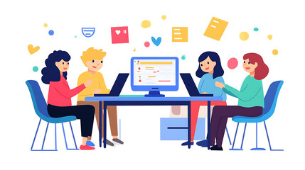  A group of friends choosing the best time to watch a movie together online 