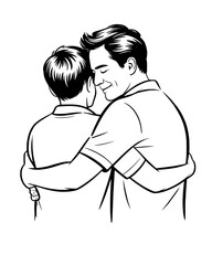 Father and son hugging each other, Father's day concept