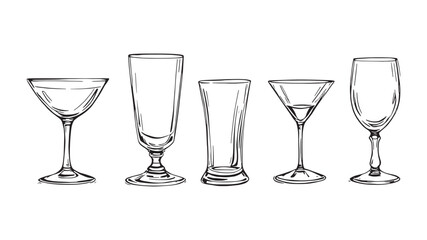 Polished Crystal Glassware line art highlighting clarity and intricate patterns