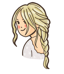 cartoon girl with braid