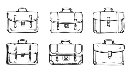 Retro Leather Briefcase line art illustration showing classic vintage style