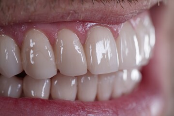 Obraz premium Close-up of a person's healthy teeth and gums.