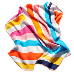Modern Beach Towel with Expansive Colorful Stripes Isolated on Transparent Background