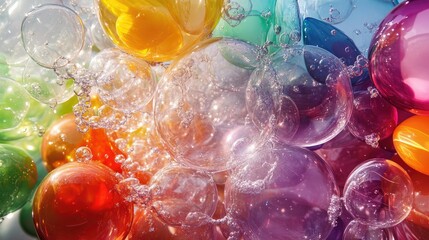 A vibrant assortment of water balloons in various shades of blue,