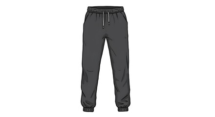 Gray Jogger Pants with Drawstring Fashion Apparel