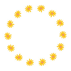 Round frame with yellow simple flowers.