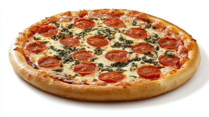 A freshly made pizza topped with sliced cherry tomatoes,