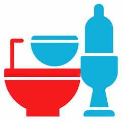 Toilet bowl colorful icon on white background.
