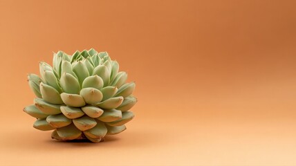 Fototapeta premium Green Succulent on Orange Background