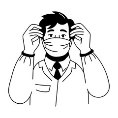 Doodle style illustration of face mask

