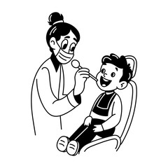 A hand drawn style illustration of applying fluoride
