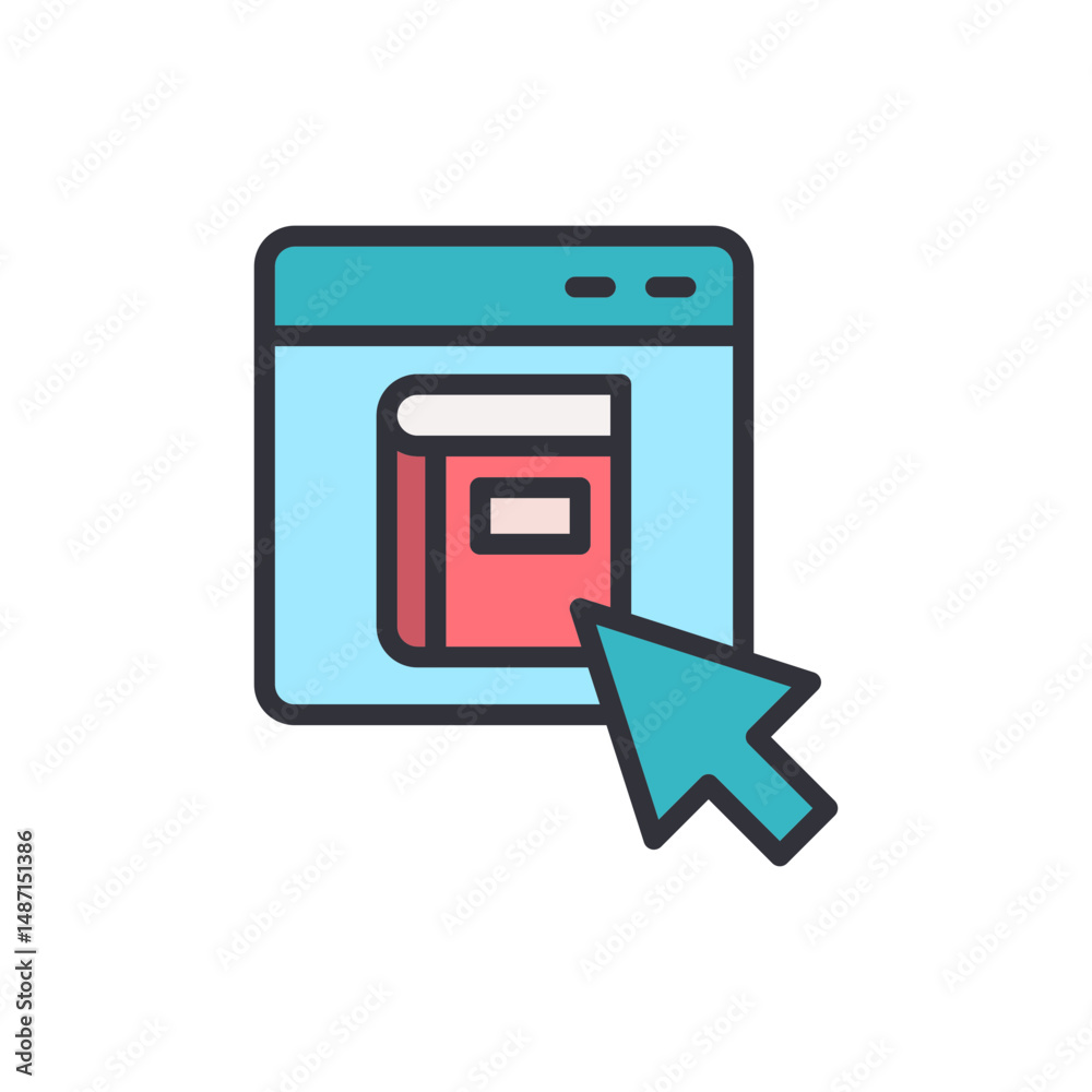 Poster digital library access with website interface and cursor pointer