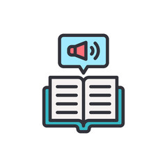 Audiobook Concept With Book And Sound Symbol Isolated On White