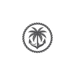 Air Plane and palm tree icon for travel logo vector