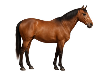 Fototapeta premium Side view of a brown horse standing still