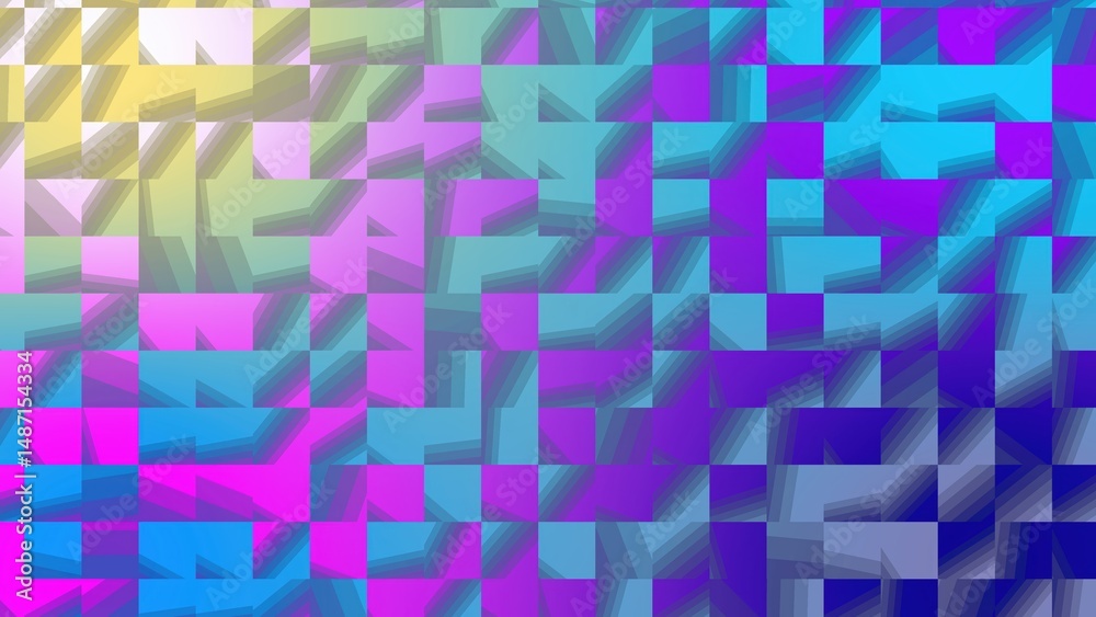 Poster abstract geometric composition of gradients featuring mosaic effects and colorful blocks creating a 