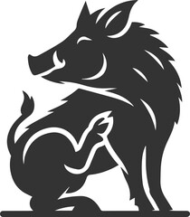 Black vector of a boar animal mammal silhouette