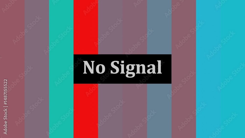 Poster a retro abstract design with colorful vertical bars and a black rectangular element featuring the te