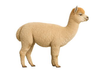 Fototapeta premium A side view of a standing alpaca