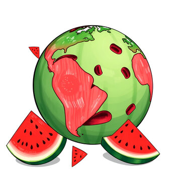 globe international watermelon Vector illustration drawing