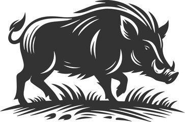 Black vector of a boar animal mammal silhouette