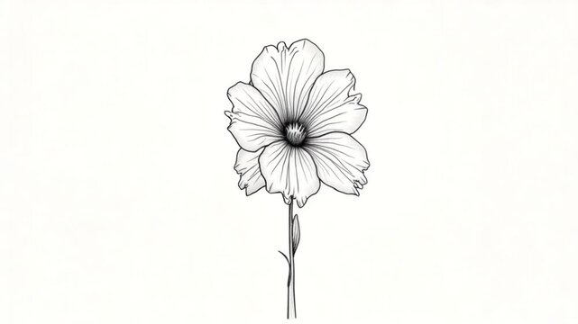 Self drawing animation of single line draw beauty fresh acanthus for home art wall decor poster print. Decorative bear's breeches flower for greeting card. Continuous line draw