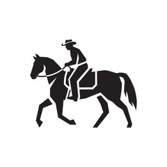 Cowboy on Horseback Silhouette Vector Clipart – Black Design on White Background