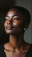 Close-up portrait of a woman with captivating expression.