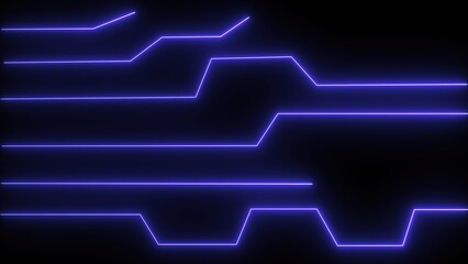 Futuristic digital abstract with glowing neon lines on a dark background representing technological advancement and innovation in the modern age.