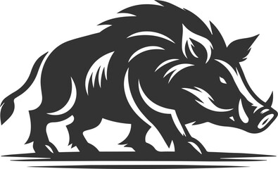 Black vector of a boar animal mammal silhouette
