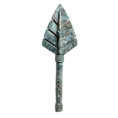 A Stone Arrow with Mycenaean Boar Tusks Greek Warrior Isolated on Transparent Background