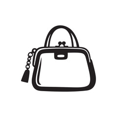 Purse Silhouette – Black Color Vector Clipart on White Background