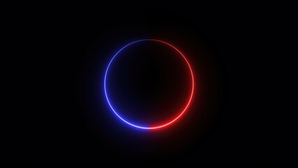 Dynamic illuminated circle with neon glow effect displaying a modern futuristic vibe, representing digital technology and creative innovation in a minimalist composition.