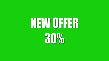 Attractive graphic announcing a new offer with thirty percent discount against a bright green background useful for promotion and sales