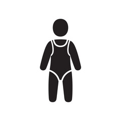 Romper Silhouette – Black Color Vector Clipart on White Background