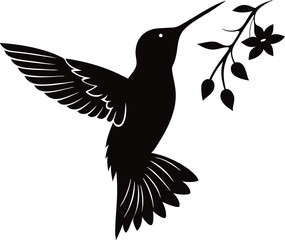 Obraz premium Graphic Black and White Bird and Branch